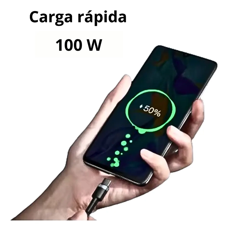 CABLE DE CARGA RAPIDA USB-C A C ANTINUDOS TRENZADO NEGRO - 3