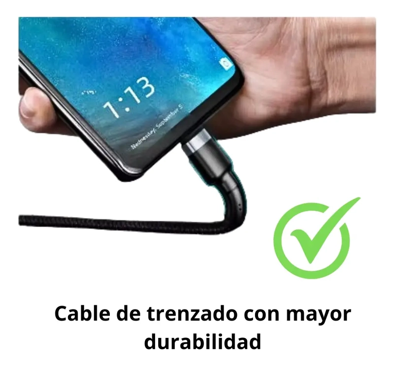 CABLE DE CARGA RAPIDA USB-C A C ANTINUDOS TRENZADO NEGRO - 5