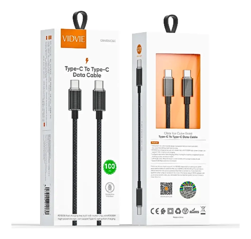 CABLE DE CARGA RAPIDA USB-C A C ANTINUDOS TRENZADO NEGRO - 6