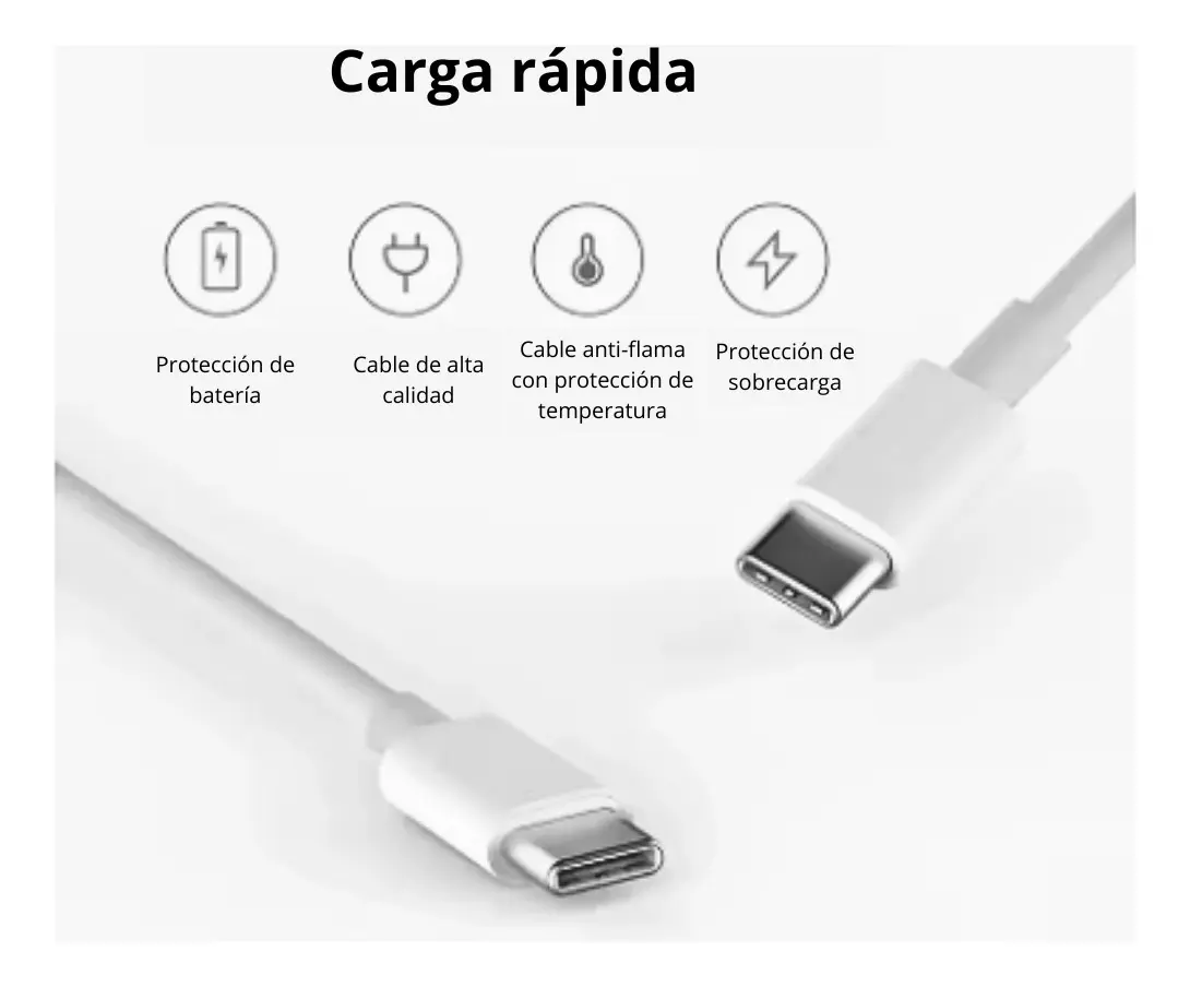 CABLE DE DATOS CARGA RAPIDA USB-C A C COLOR BLANCO - 2