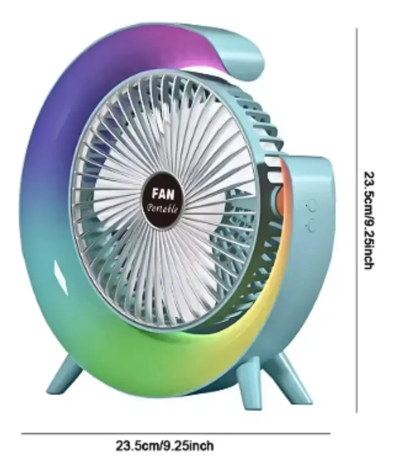 MINI VENTILADOR DE ESCRITORIO SILENCIOSO RECARGABLE LUZ LED - 2