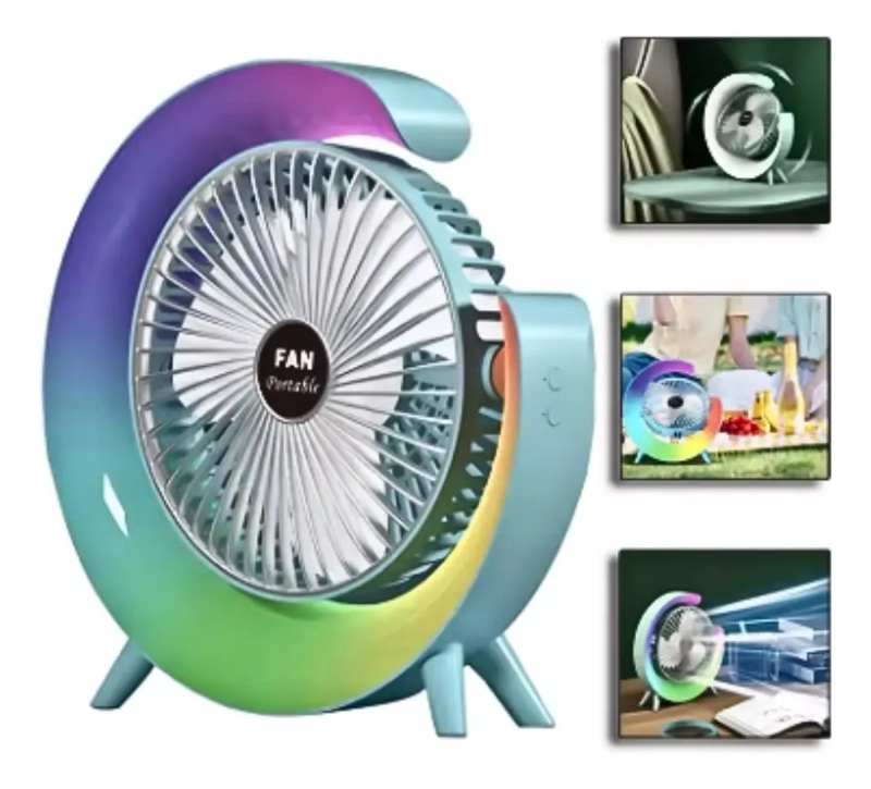 MINI VENTILADOR DE ESCRITORIO SILENCIOSO RECARGABLE LUZ LED - 4