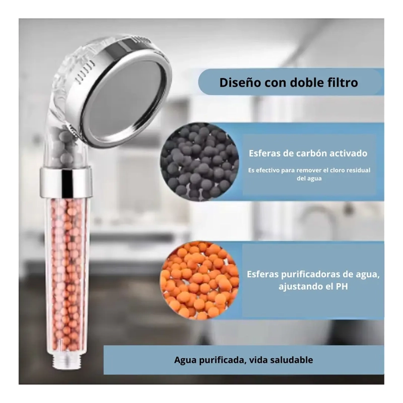 CABEZAL MANGO DUCHA AHORRO Y PURIFICADOR DE AGUA - 2