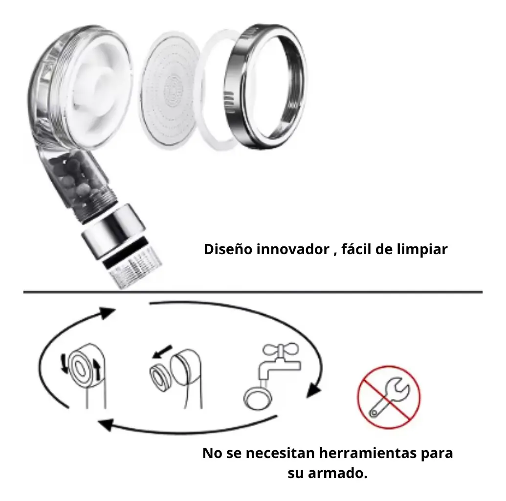 CABEZAL MANGO DUCHA AHORRO Y PURIFICADOR DE AGUA - 5