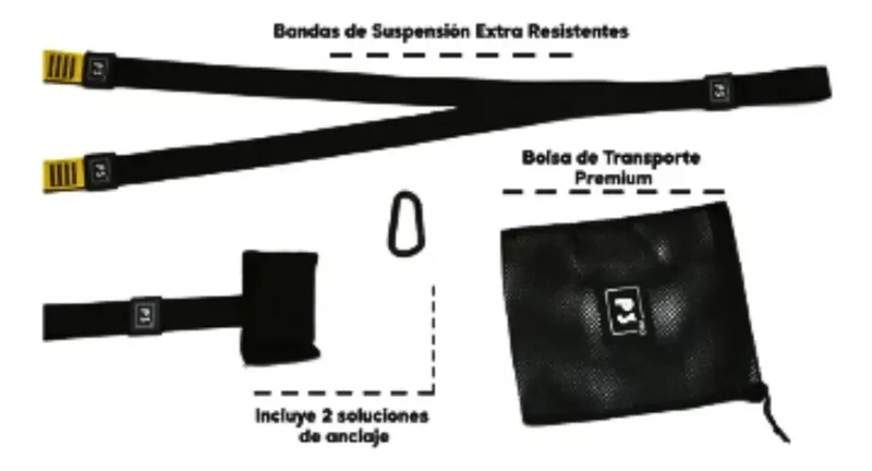 SET BANDAS DE SUSPENSION ENTRENAMIENTO TRX CROSSFIT - 5