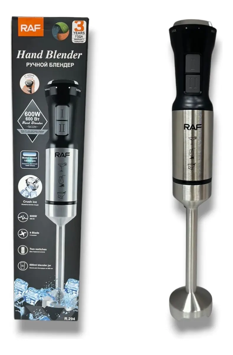 BATIDOR DE MANO BATIDORA DE INMERSION 600W RAF R.294 NEGRO - 1