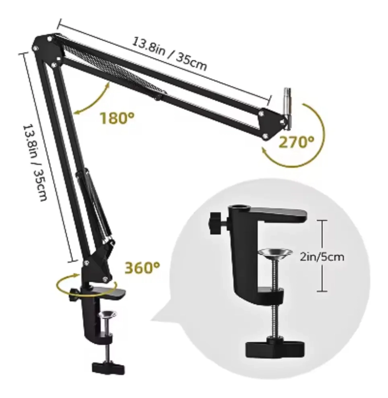 SOPORTE STUDIO PROFESIONAL BRAZO PARA MICROFONO AJUSTABLE - 2