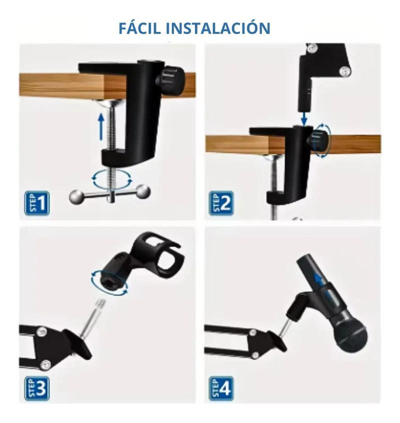 SOPORTE STUDIO PROFESIONAL BRAZO PARA MICROFONO AJUSTABLE - 5