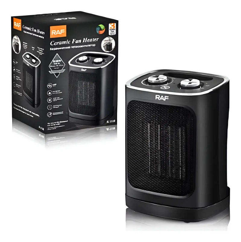 GENÉRICO ESTUFA CALEFACTOR VENTILADOR ELE CTRICO 1800W RAF NEGRO R1188