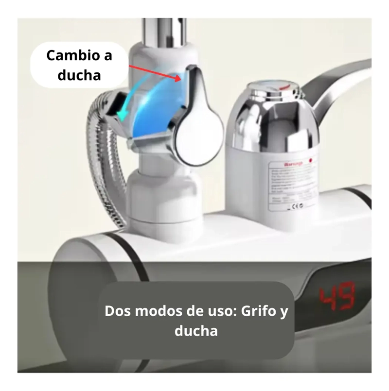 GRIFO LLAVE CABEZAL DUCHA CALENTADOR DE AGUA FRIA Y CALIENTE - 4