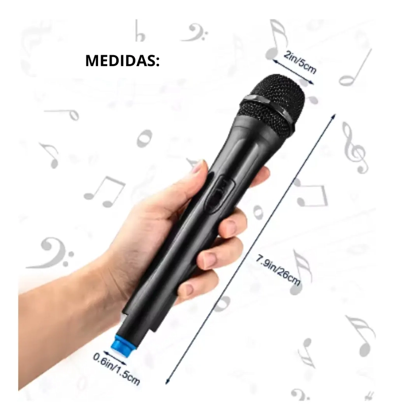 MICROFONO INALAMBRICO 30 METROS DE ALCANCE KARAOKE NEGRO - 2