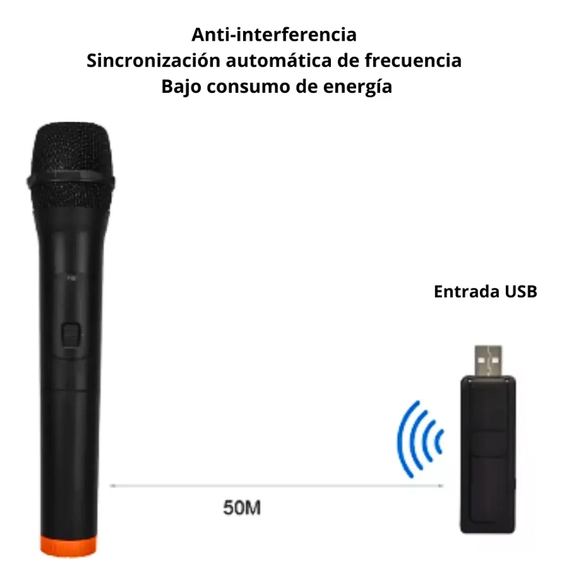MICROFONO INALAMBRICO 50 METROS DE ALCANCE KARAOKE USB - 2
