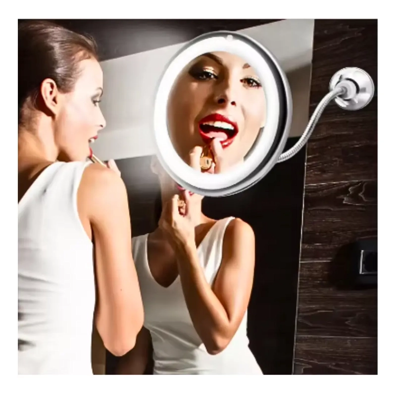 ESPEJO MAQUILLAJE CON AUMENTO 10X AJUSTABLE 360° + LUZ LED - 6