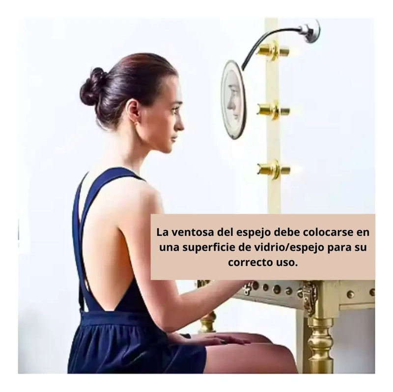 ESPEJO MAQUILLAJE CON AUMENTO 10X AJUSTABLE 360° + LUZ LED - 7