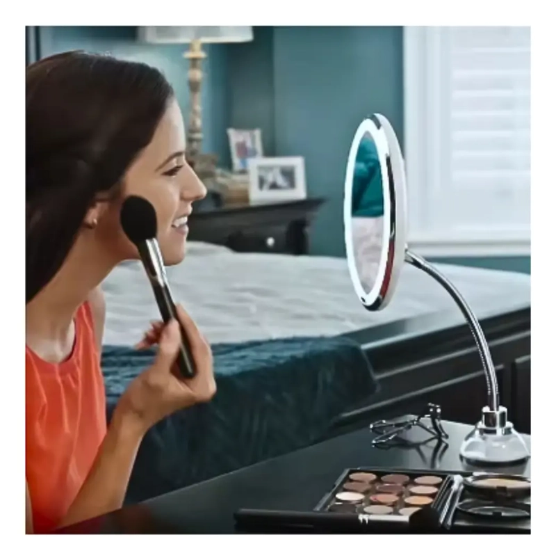 ESPEJO MAQUILLAJE CON AUMENTO 10X AJUSTABLE 360° + LUZ LED - 8