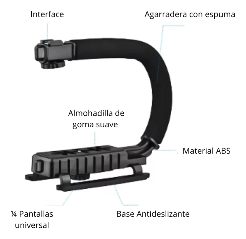 KIT SOPORTE CELULAR CAMARA FOTOS VIDEO MICROFONO LUZ LED - 2