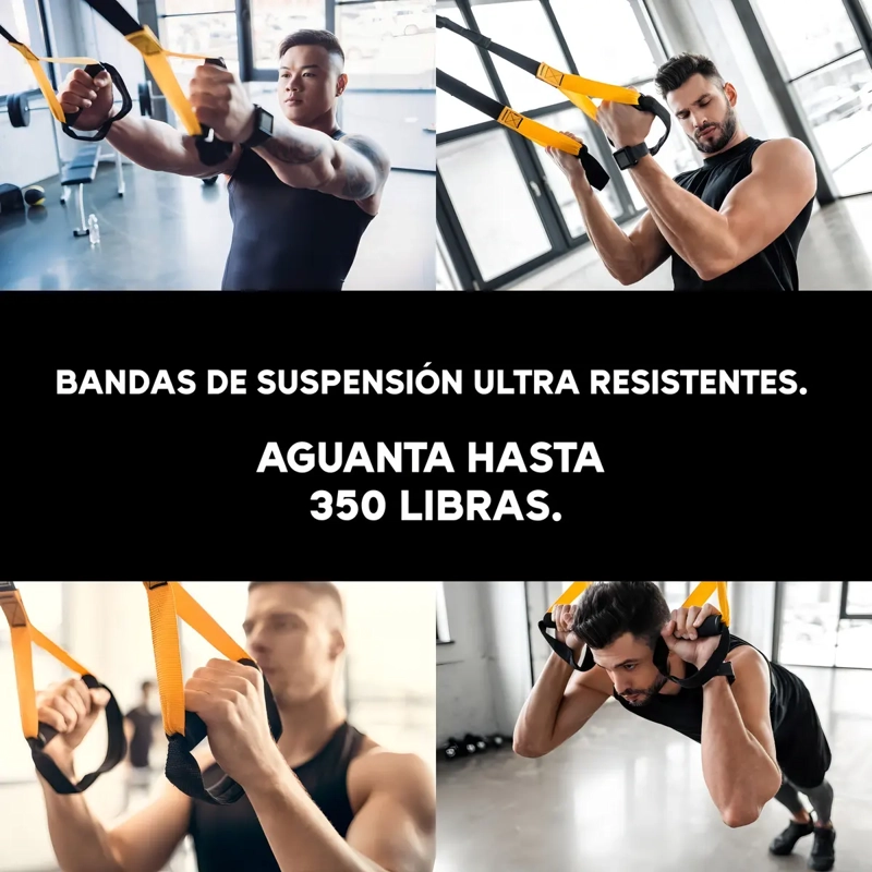 BANDAS SUSPENSION TIPO TRX CUERDAS GYM SUSPENSION TRAINING NEGRO - 9