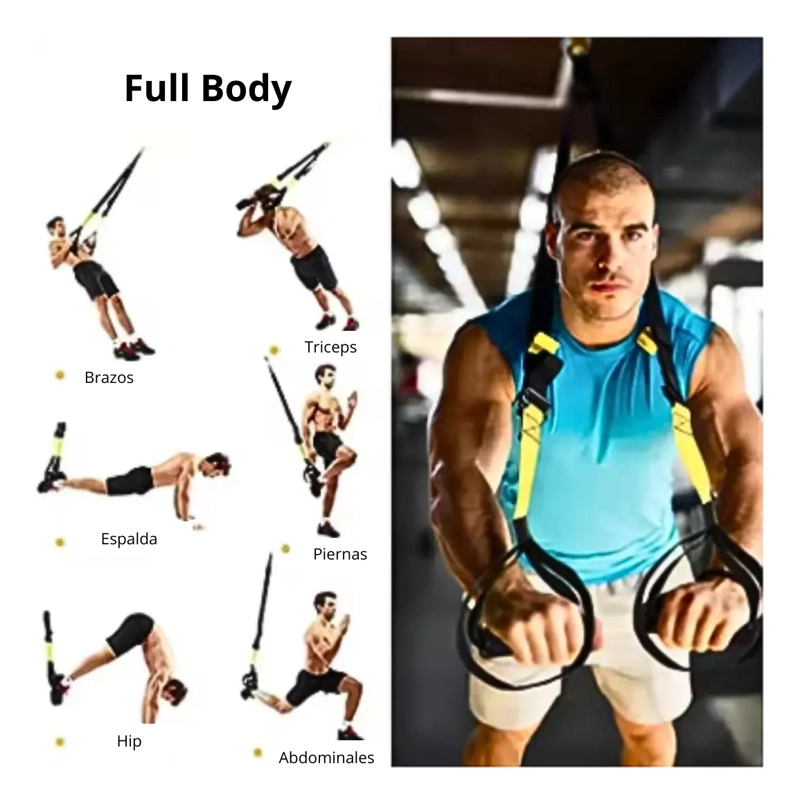 SET BANDAS 3PRO DE SUSPENSION FULL BODY TRX COLOR NEGRO - 6