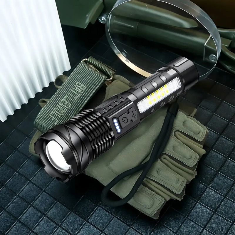 LINTERNA TACTICA RECARGABLE LED BLANCO ZOOM 500M RESISTENTE AGUA - 3