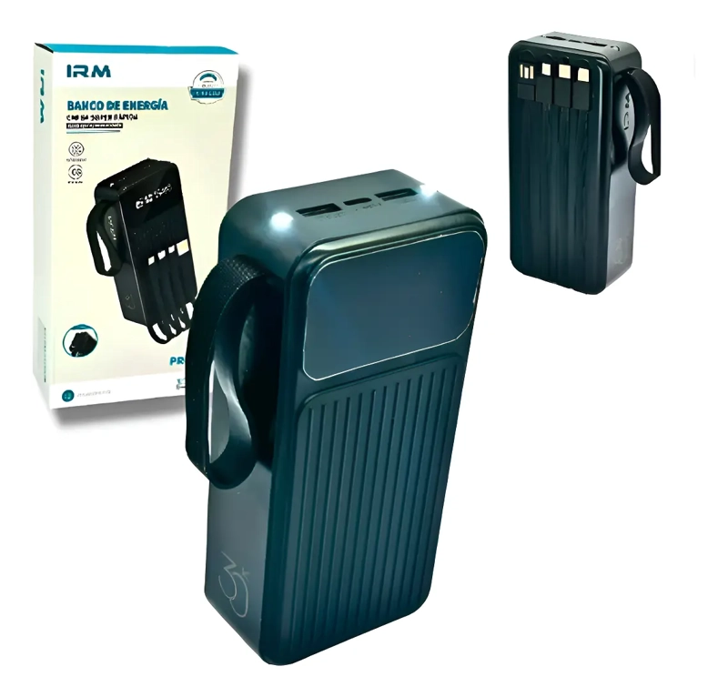CARGADOR PORTATIL POWER BANK 30000MAH CARGA RAPIDA 4 CABLES - 1
