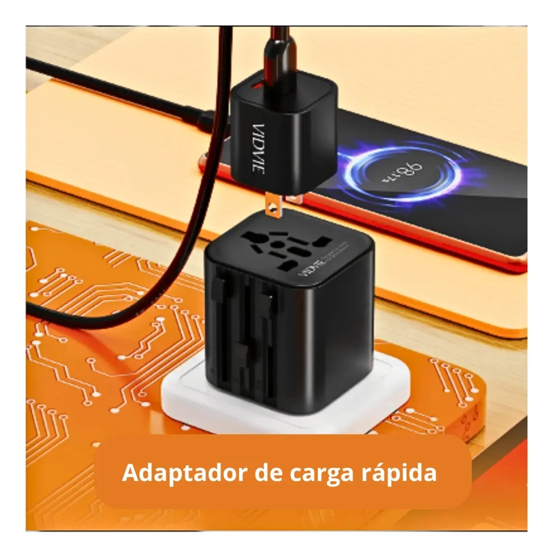 ADAPTADOR ENCHUFE UNIVERSAL VIAJES EUROPEO AMERICANO UK - 3