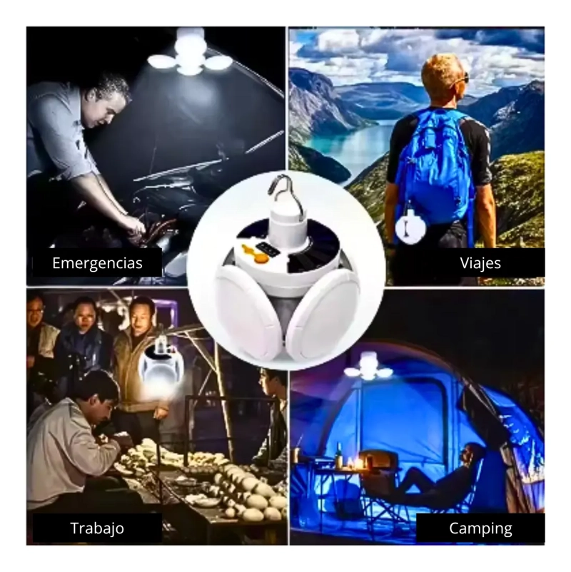AMPOLLETA LED RECARGABLE SOLAR Y USB EMERGENCIA O CAMPING - 6