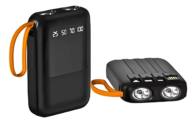 CARGADOR PORTATIL POWER BANK 4 CABLES LINTERNA 10000MAH - 1