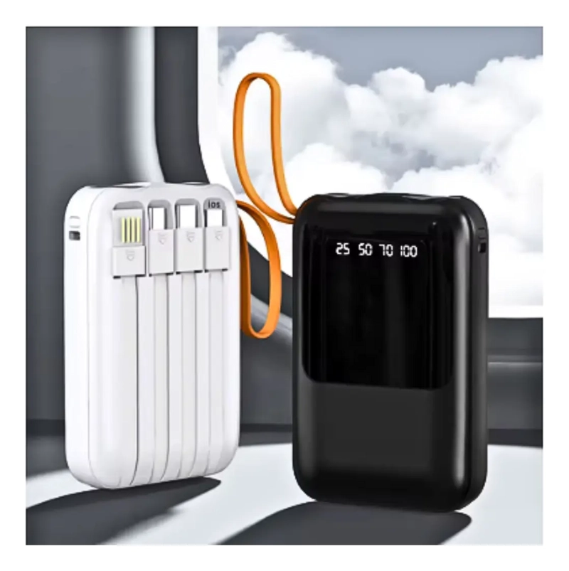 CARGADOR PORTATIL POWER BANK 4 CABLES LINTERNA 10000MAH - 4