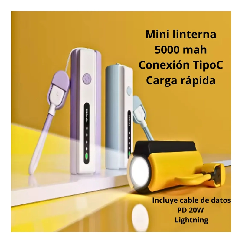 MINI CARGADOR PORTATIL POWER BANK LINTERNA 5000MAH - 2