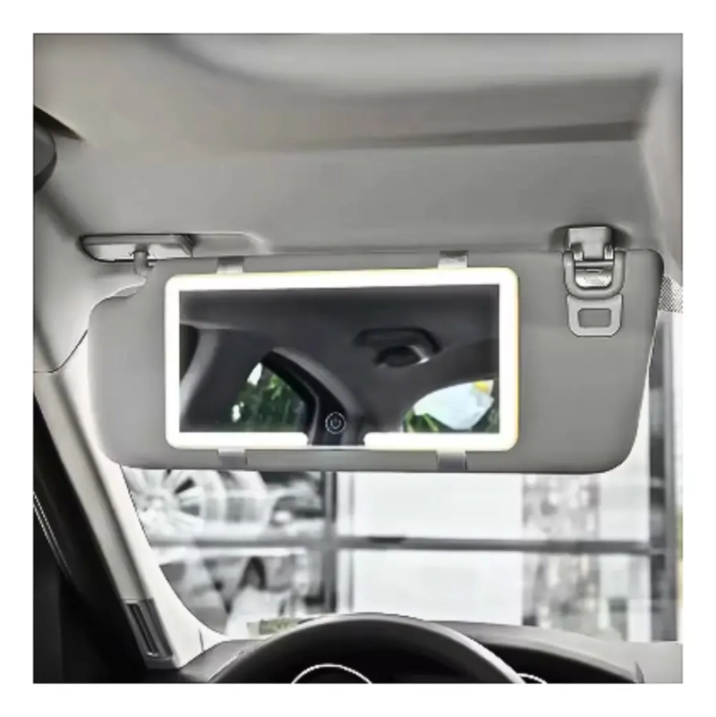 ESPEJO DE MAQUILLAJE MARCO BLANCO CON 3 TONOS LUZ LED PARA AUTO COCHE - 4