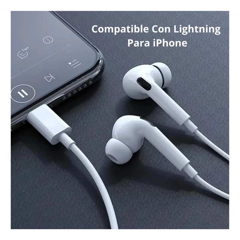AUDIFONOS CON CABLE LIGHTNING COMPATIBLE PARA IPHONE - 2