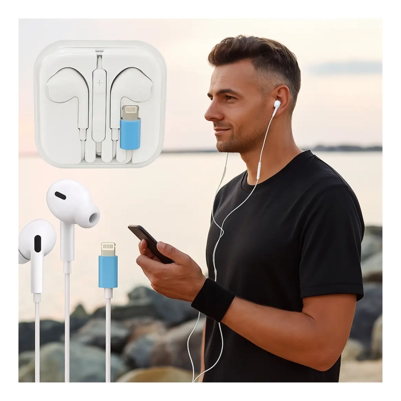AUDIFONOS CON CABLE LIGHTNING COMPATIBLE PARA IPHONE - 5