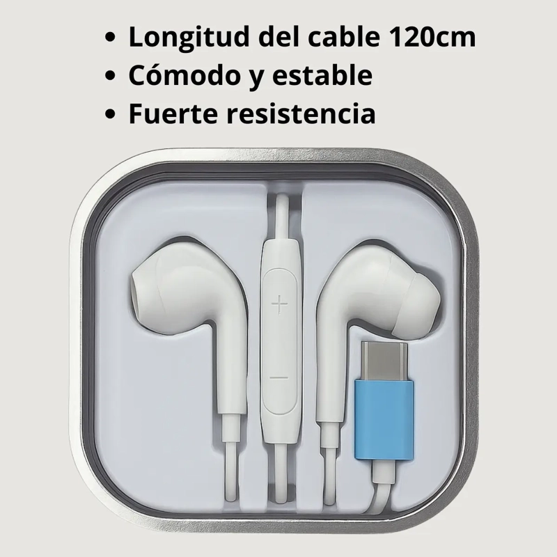 AUDIFONOS CON CABLE USB C COMPATIBLE IPHONE Y ANDROID - 3