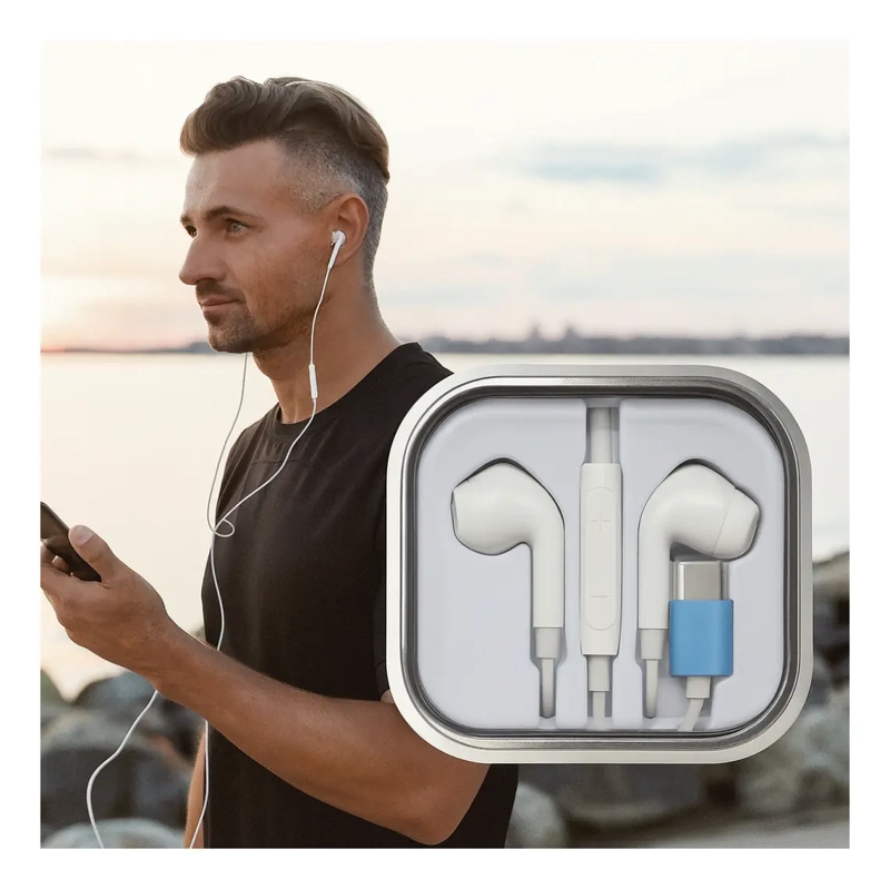 AUDIFONOS CON CABLE USB C COMPATIBLE IPHONE Y ANDROID - 4