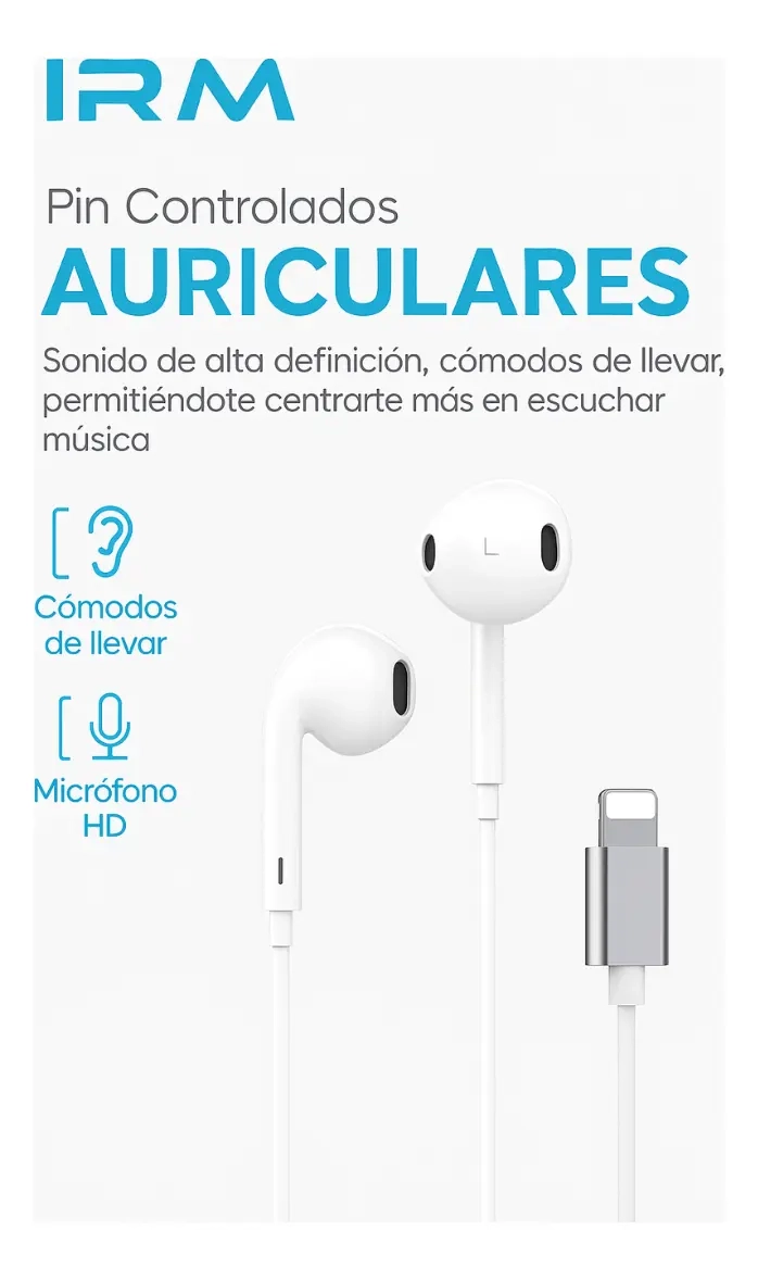 AUDIFONOS AURICULARES CON CABLE LIGHTNING COMPATIBLE IPHONE - 2