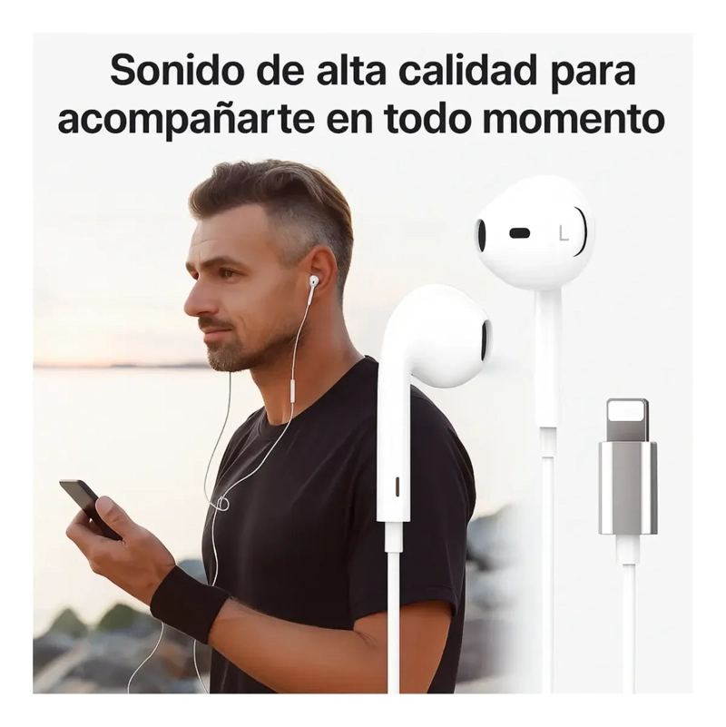 AUDIFONOS AURICULARES CON CABLE LIGHTNING COMPATIBLE IPHONE - 4