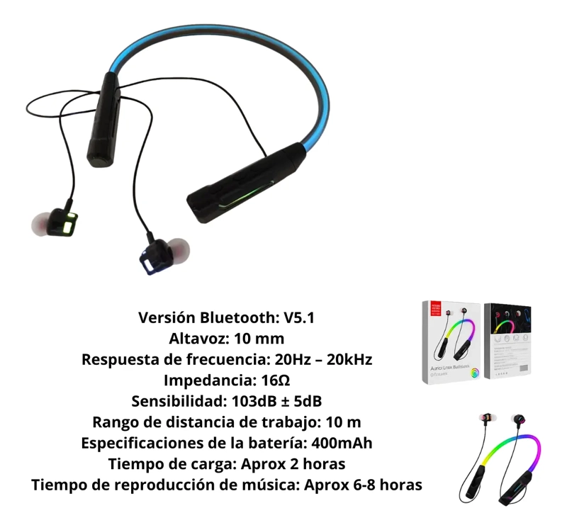 AUDIFONOS AURICULARES INALAMBRICOS GAMER CON LUZ RGB - 4