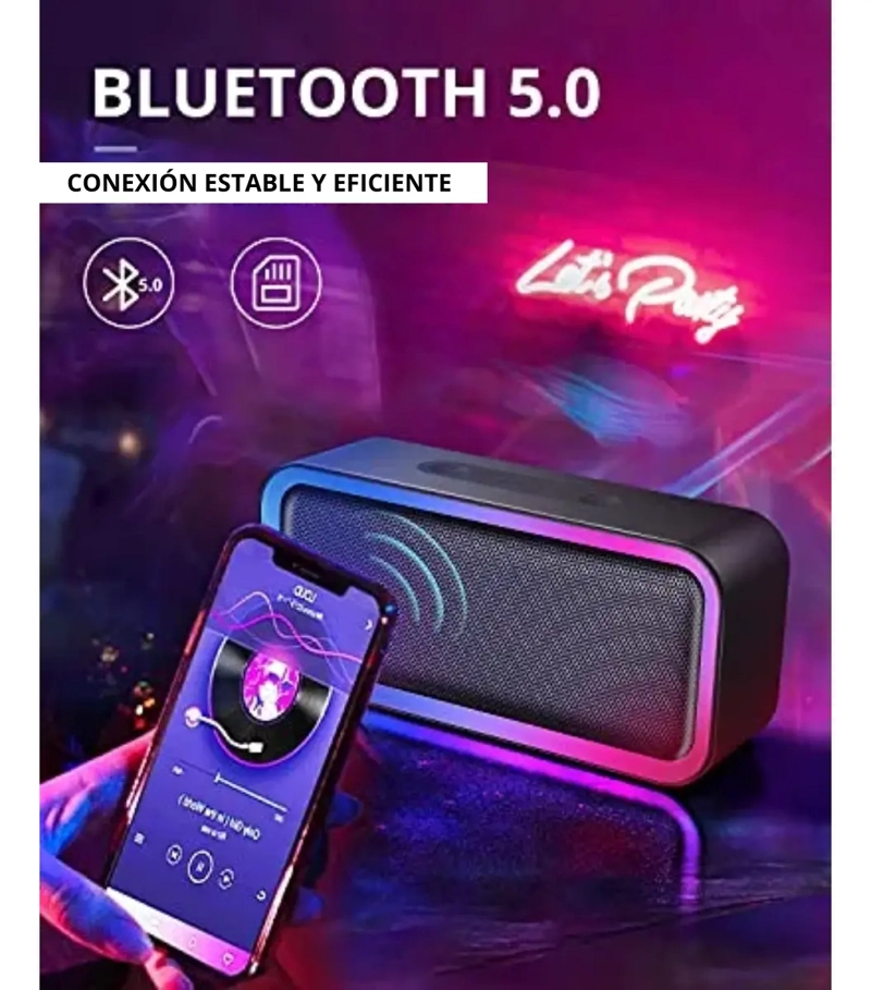 PARLANTE ALTAVOZ BLUETOOTH INALAMBRICO LUZ RGB - 6