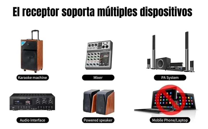 PACK 2 MICROFONOS INALAMBRICOS PROFESIONAL CONEXION AUXILIAR - 4