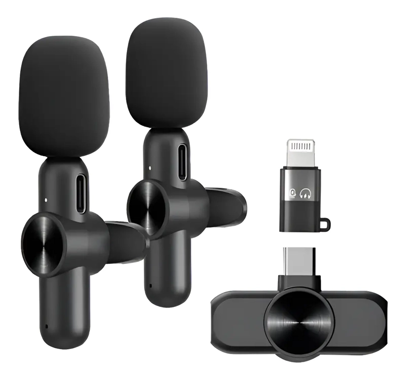 PACK 2 MICROFONO INALAMBRICO LAVALIER PARA IPHONE Y TIPO-C - 1