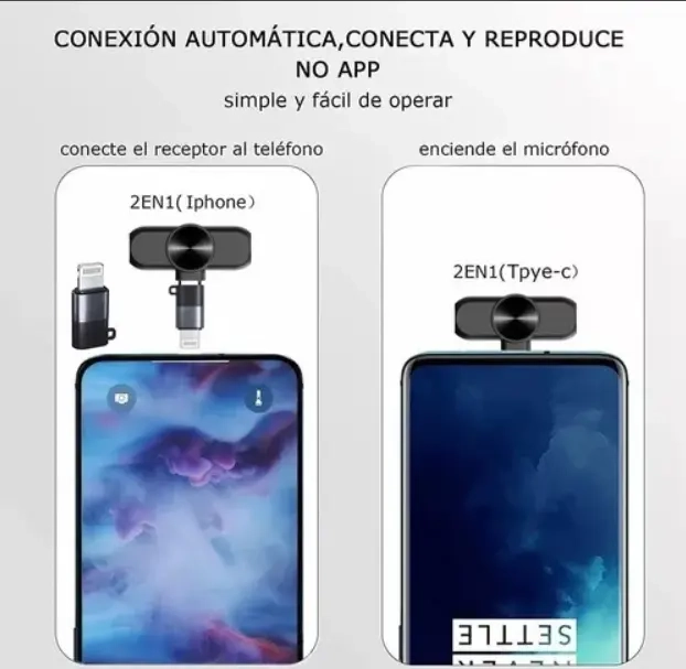 PACK 2 MICROFONO INALAMBRICO LAVALIER PARA IPHONE Y TIPO-C - 2