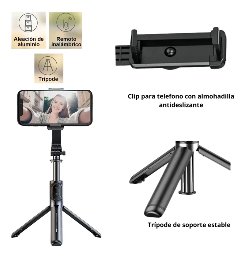 TRIPODE SOPORTE CELULAR PALO SELFIE + CONTROL POR BLUETOOTH - 2