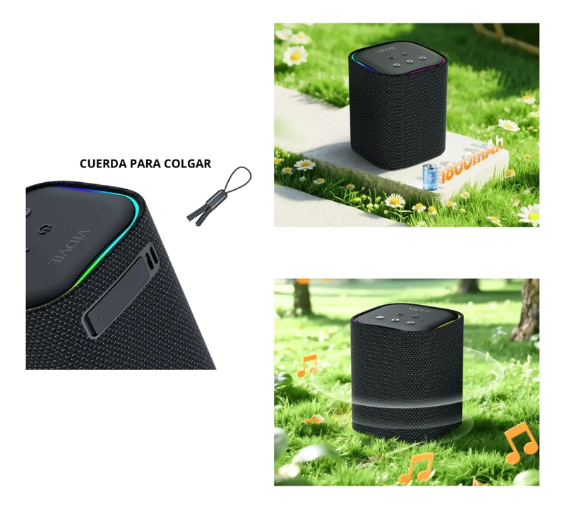 PARLANTE ALTAVOZ BLUETOOTH PORTATIL WATERPROOF LUZ RGB - 6
