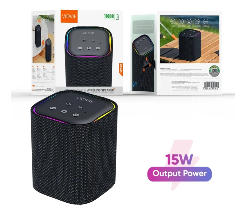 PARLANTE ALTAVOZ BLUETOOTH PORTATIL WATERPROOF LUZ RGB - 7