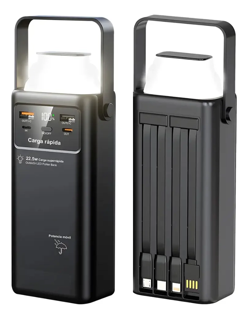 CARGADOR PORTATIL LINTERNA POWERBANK 4 CABLES 50000MAH - 5
