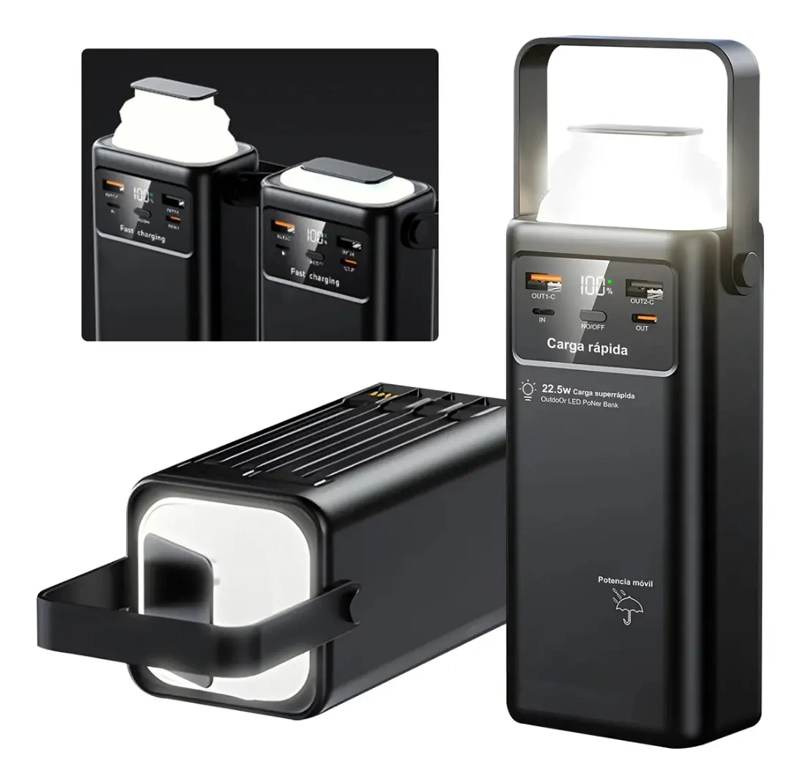 CARGADOR PORTATIL LINTERNA POWERBANK 4 CABLES 50000MAH - 6