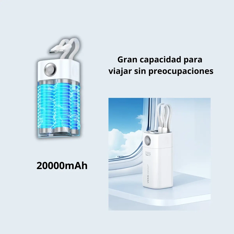 CARGADOR PORTATIL POWERBANK DUAL 20000MAH BLANCO - 3