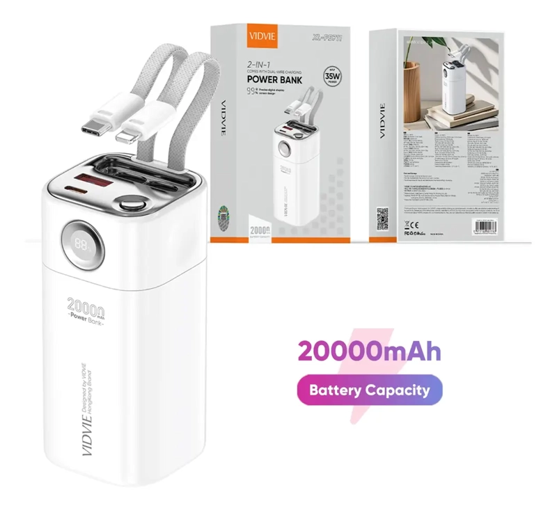CARGADOR PORTATIL POWERBANK DUAL 20000MAH BLANCO - 7