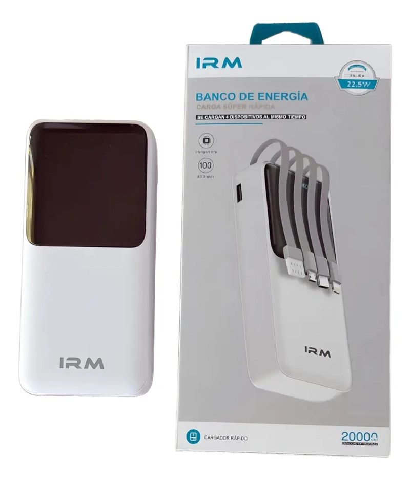 CARGADOR POWERBANK 4 CABLES CARGA SUPER RAPIDA 20000MAH - 5