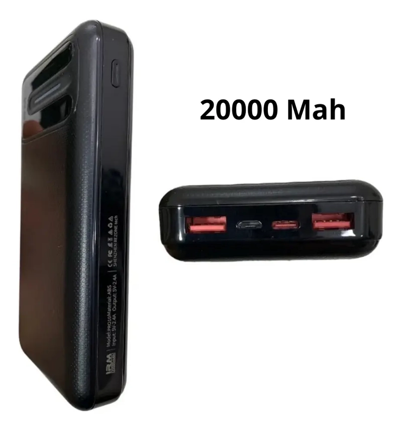 CARGADOR PORTATIL POWERBANK NEGRO CARGA SUPER RAPIDA 20000MAH - 3